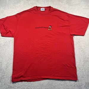 Vintage Y2K‎ Disney Disneyland Resort Embroidered Tee T-shirt Adult Large Red